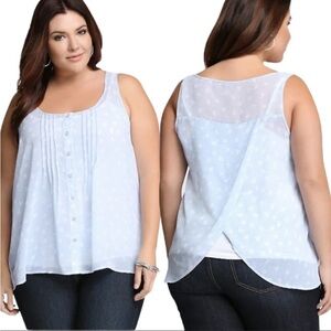 Torrid Blue Floral Chiffon Pleated Blouse Tulip Back Womens Sz 1X